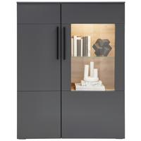 Vitrine Atlanta B: 100,1 cm Grau/Eiche Viking Dekor - Eichefarben/Silberfarben, MODERN, Holzwerkstoff (100,1/144,2/37,2cm)