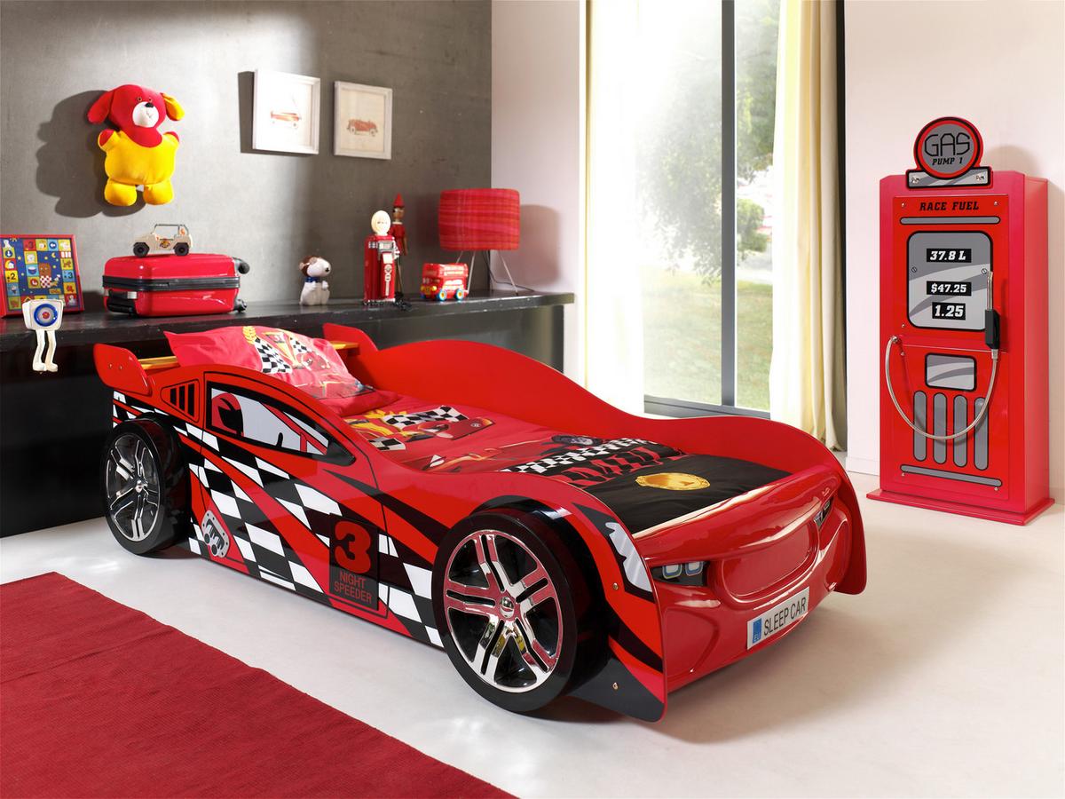 Autobett Night Speeder 90x200 Cm Rot +verzierungen - Rot, MODERN, Holzwerkstoff (90/200cm) - MID.YOU