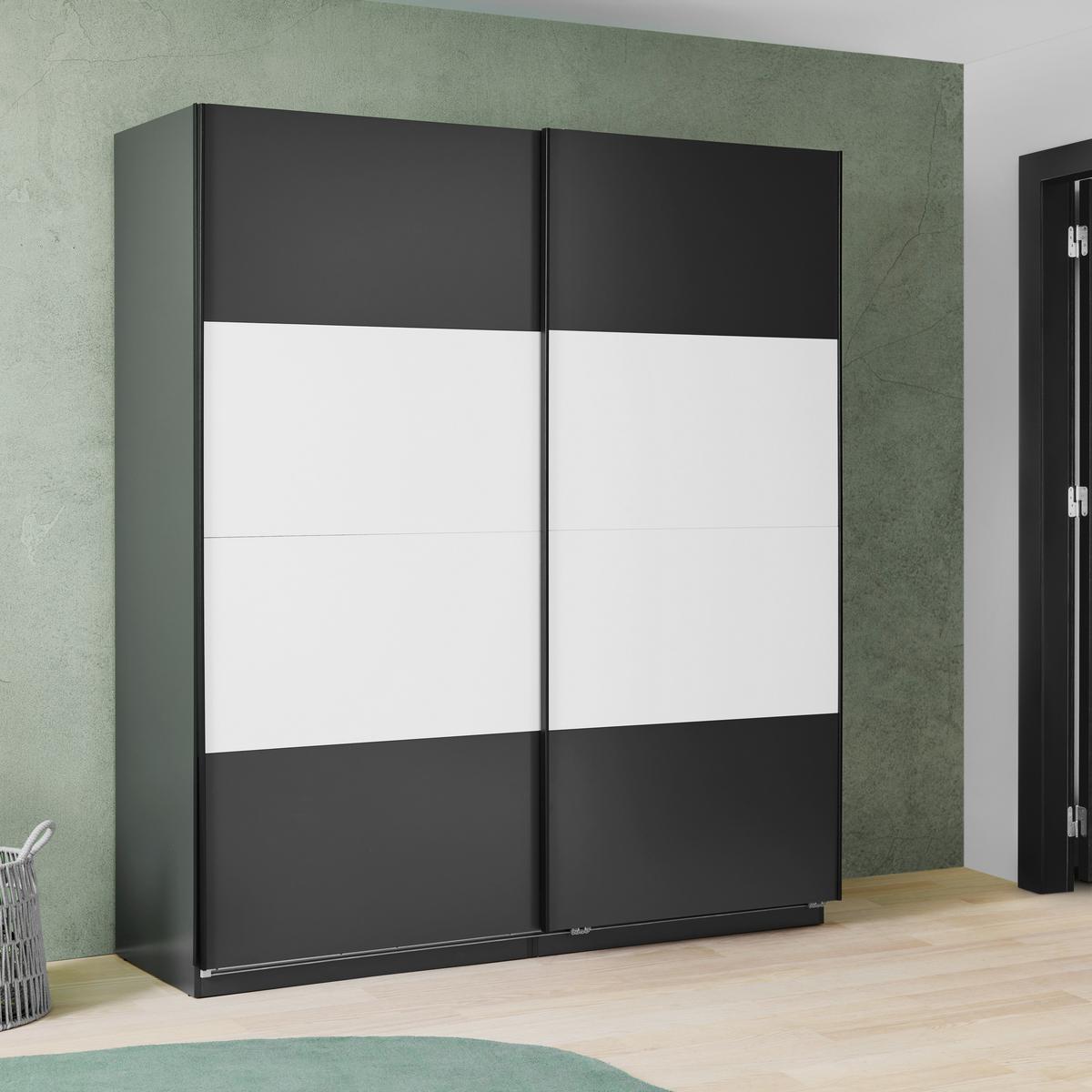 Schwebetürenschrank Unit - Anthrazit/Weiß, KONVENTIONELL, Holzwerkstoff (182/210/58cm) - Ondega