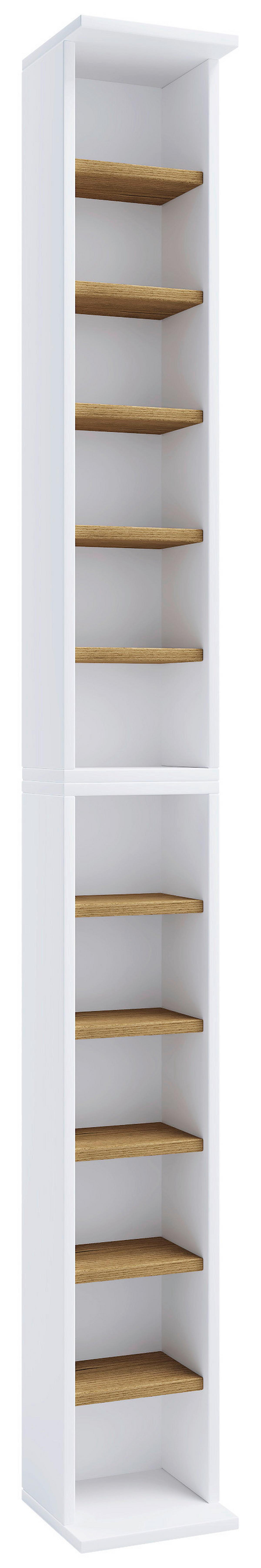 CD-Regal Bigol Weiß, Honigeiche Dekor B: 21cm - Honigeiche/Weiß, MODERN, Holzwerkstoff (21/180/20cm) - MID.YOU