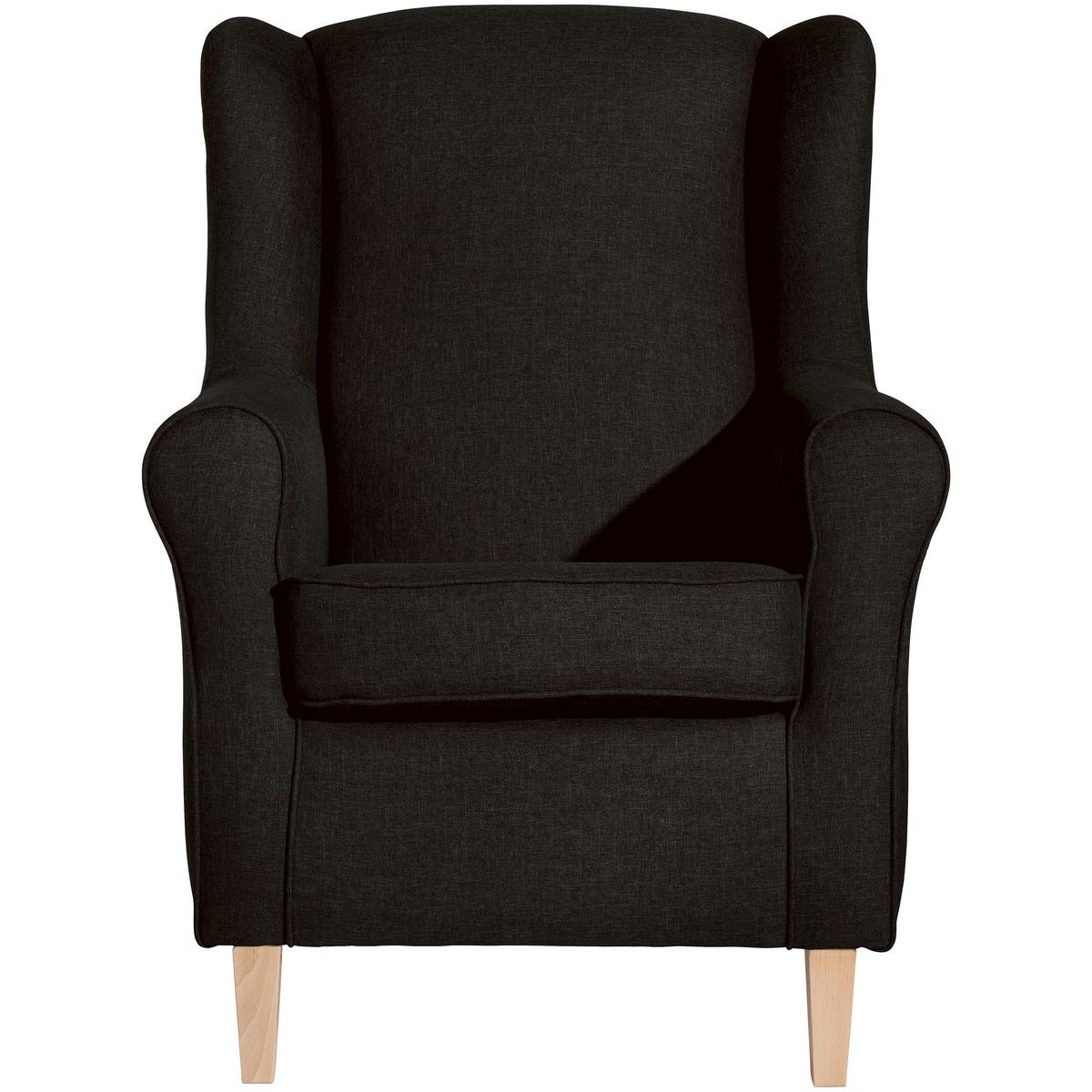 Ohrensessel Lorris - Dunkelbraun/Buchefarben, Design, Textil (77/103/86cm) - Max Winzer