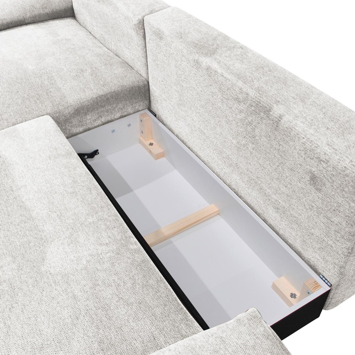 Ecksofa Mit Bettkasten Lagacy 260x192 Cm Webstoff Weiß - Schwarz/Weiß, Design, Textil (260/192cm) - MID.YOU