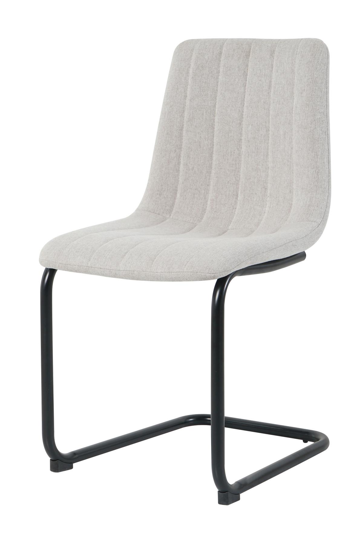 STUHL-SET Strukturgewebe beige, B: 43cm - Beige/Schwarz, Design, Textil/Metall (43/87/53cm) - Livetastic