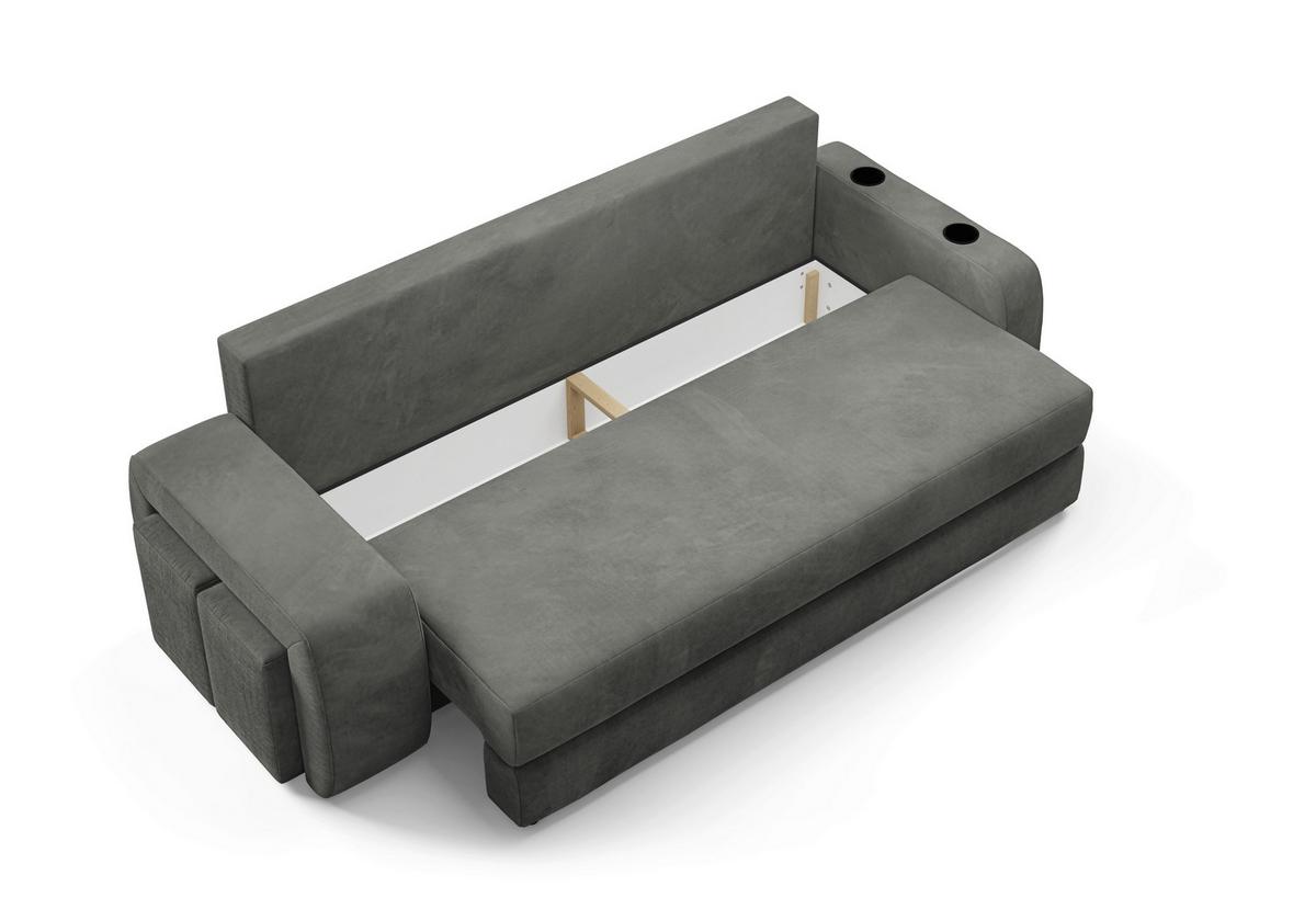 Schlafsofa Ines Grau B: 258cm - Schwarz/Grau, Design, Textil (258/98/95cm) - Livetastic