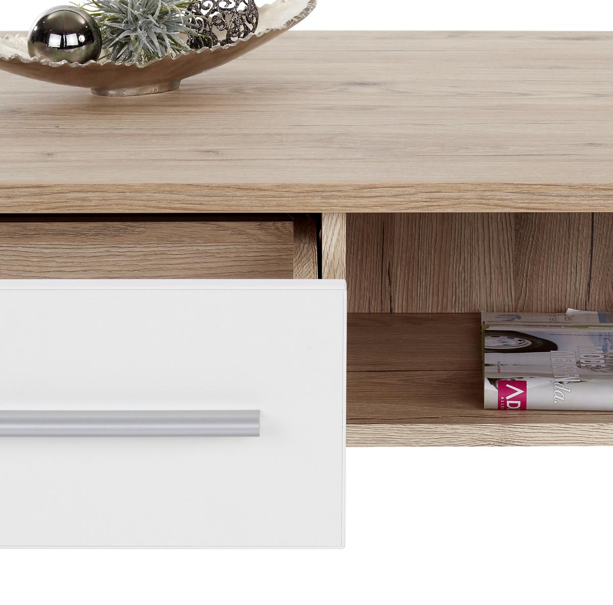 Couchtisch Mit Stauraum Melbourne, Eiche Dekor/weiß - Eichefarben/Weiß, MODERN, Holzwerkstoff (105/45/60cm)