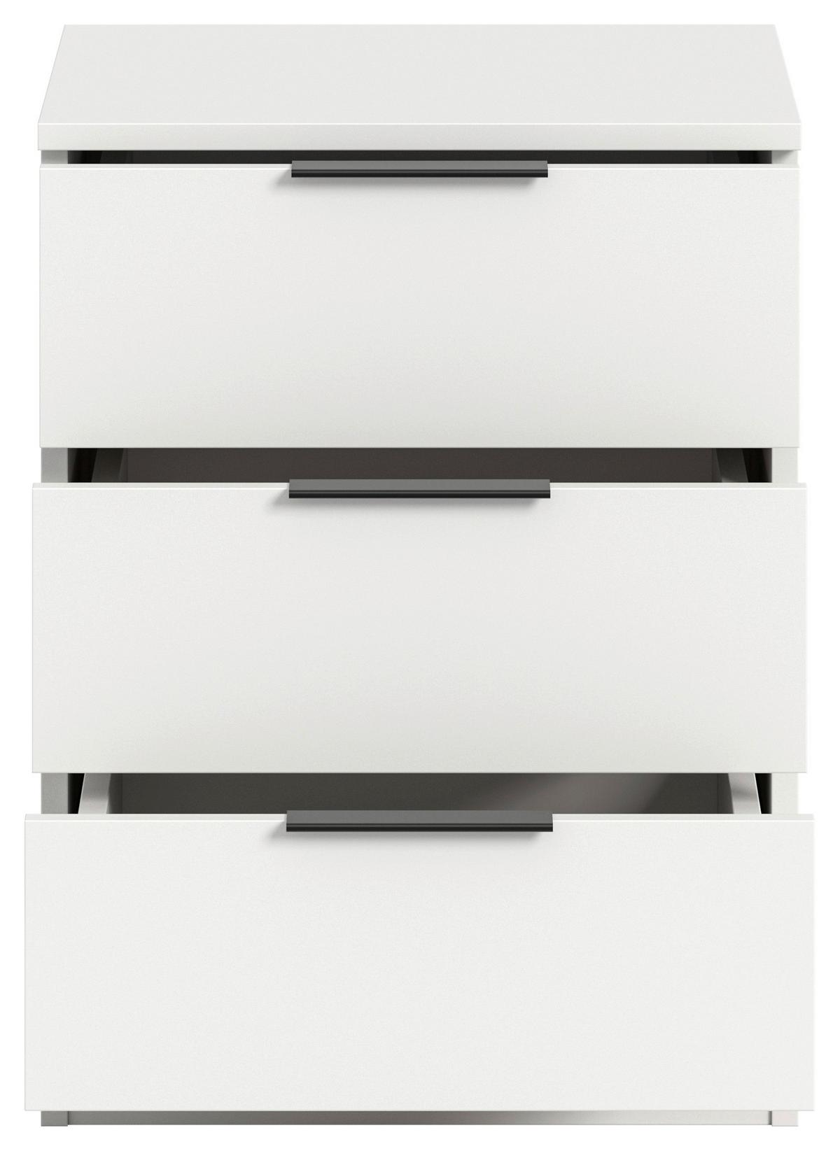 Nachtkästchen Kopenhagen, Weiß B: 45 cm - Schwarz/Weiß, MODERN, Holzwerkstoff (45/60/40cm) - MID.YOU