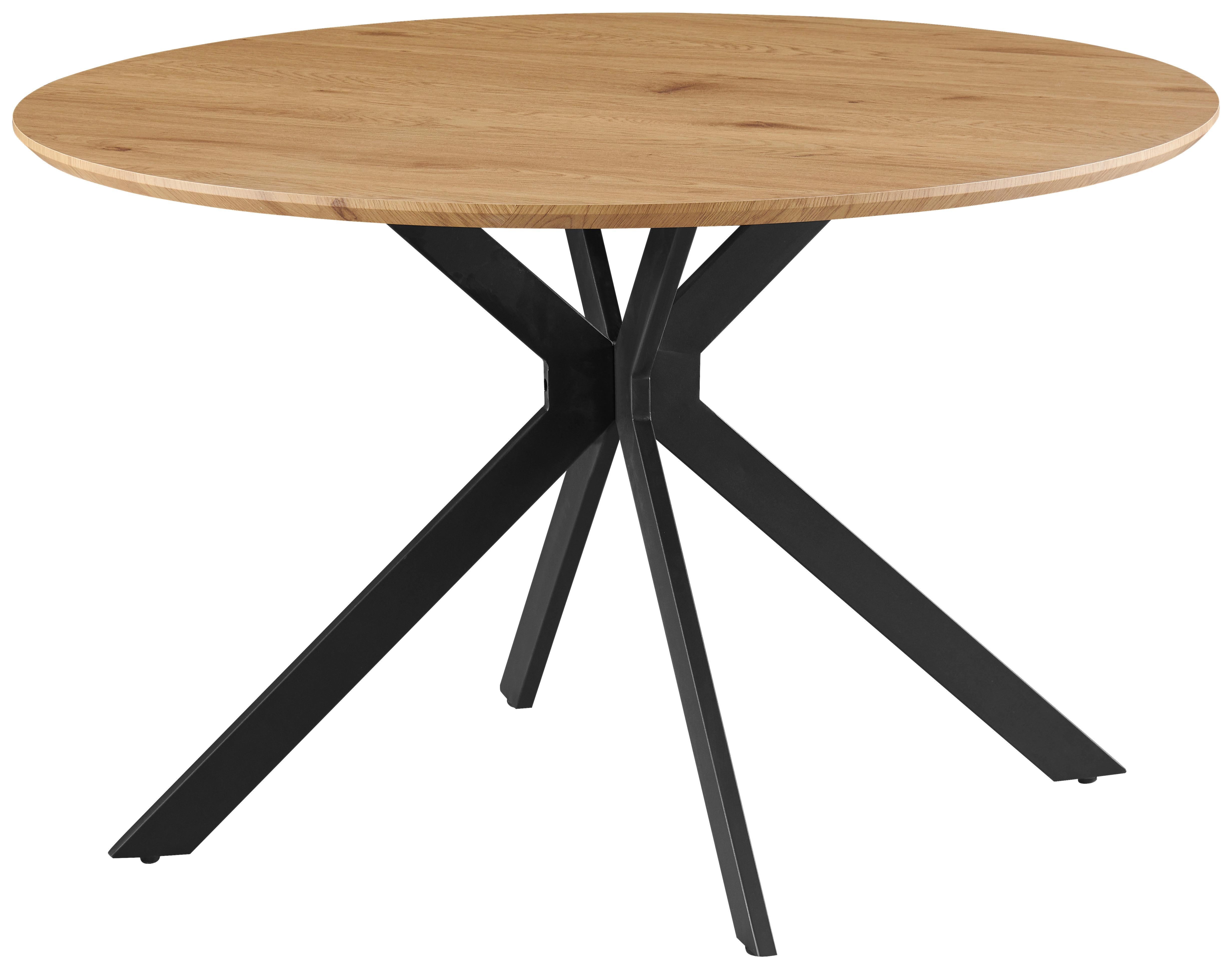 Esstisch Levin Mdf Eiche Dekor, B: 120 cm - Eichefarben/Schwarz, KONVENTIONELL, Holzwerkstoff/Metall (120/76/120cm) - MID.YOU
