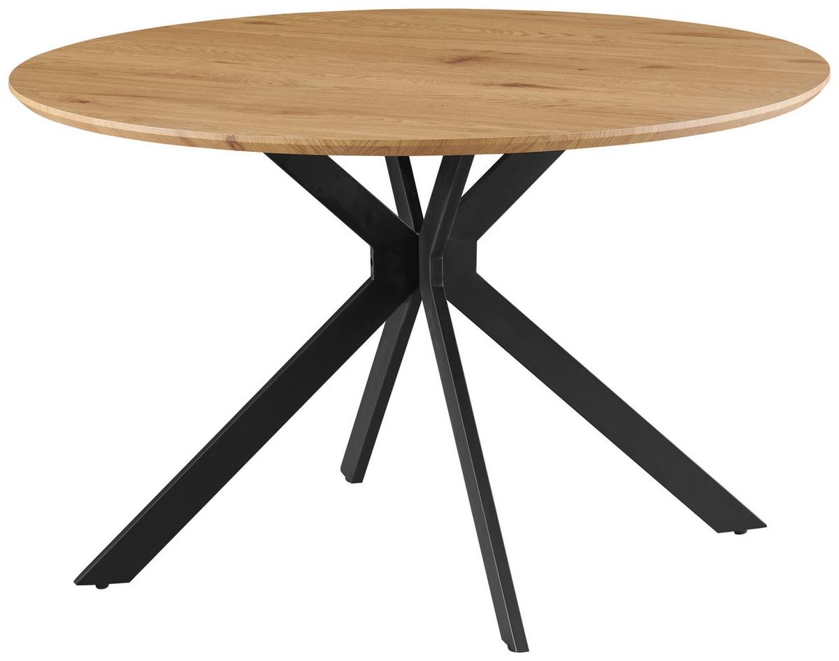 Esstisch Levin Mdf Eiche Dekor, B: 120 cm - Eichefarben/Schwarz, KONVENTIONELL, Holzwerkstoff/Metall (120/76/120cm) - MID.YOU
