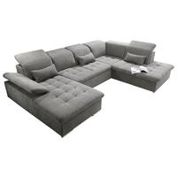 Wohnlandschaft mit Schlaffunktion Wayne, Webstoff - Schlammfarben/Silberfarben, KONVENTIONELL, Textil (188/340/240cm) - MID.YOU