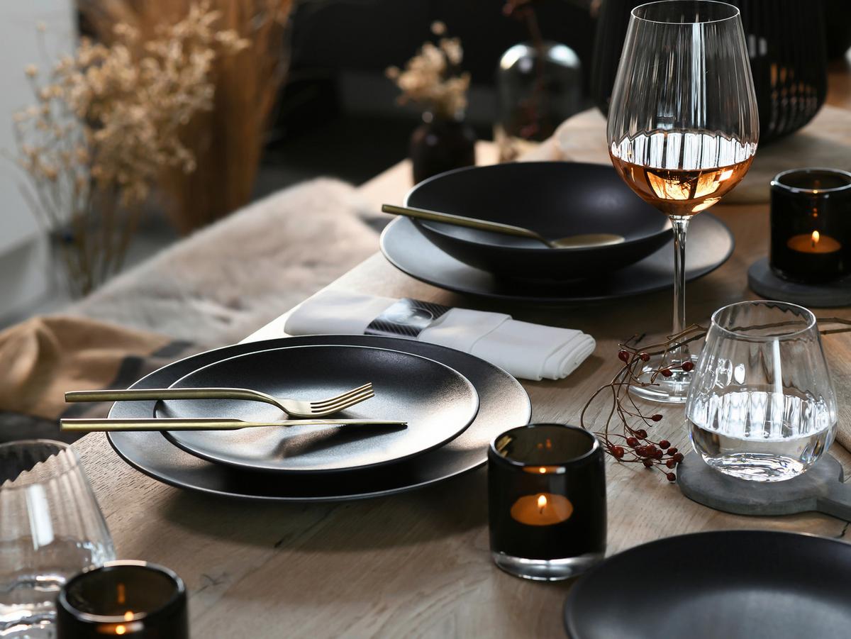 Kombiserviceset Soft Steinzeug, Schwarz, 24 -Teilig. - Schwarz, Basics, Keramik - Creatable