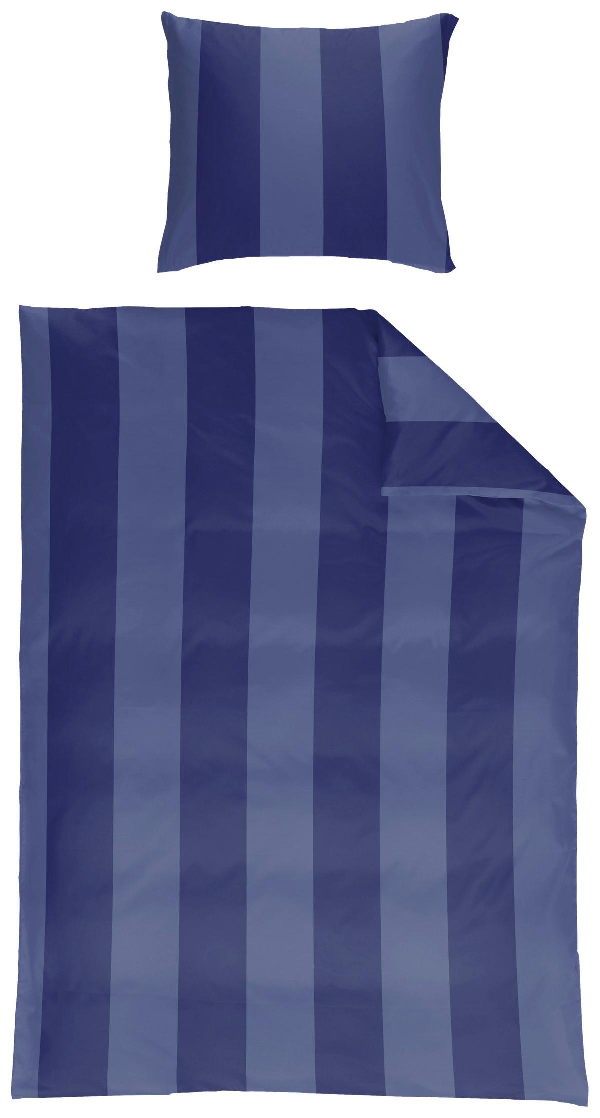 Bettwäsche 140x200 cm Lissy Mikrofaser - Blau/Anthrazit, KONVENTIONELL, Textil - Ondega