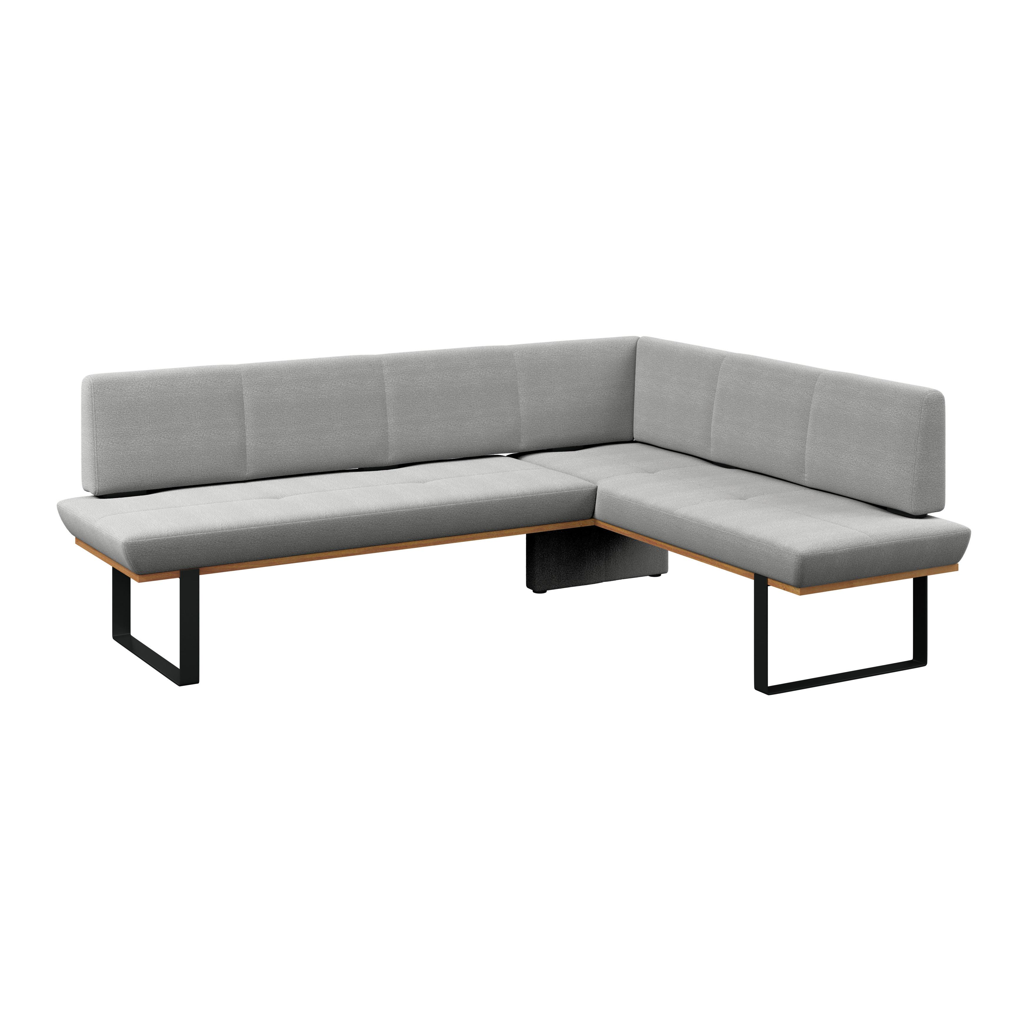 Eckbank Tristan Webstoff hellgrau, S:245x175cm - Hellgrau/Schwarz, MODERN, Holz/Textil (245/175cm) - James Wood