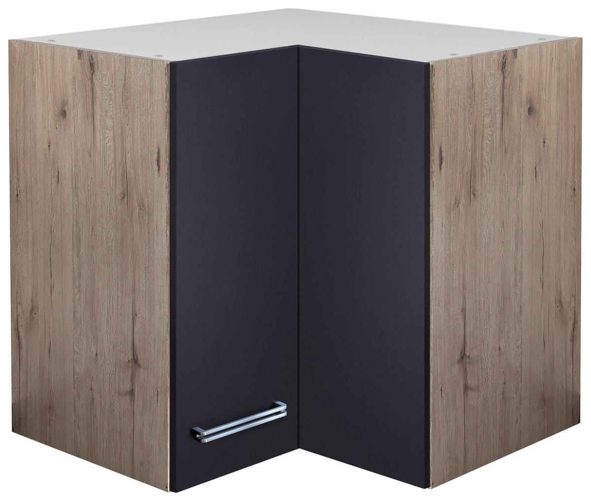 ROHOVÁ HORNÍ SKŘÍŇKA MILANO - barvy dubu/barvy nerez oceli, Moderní, kov/kompozitní dřevo (60/54/60cm)
