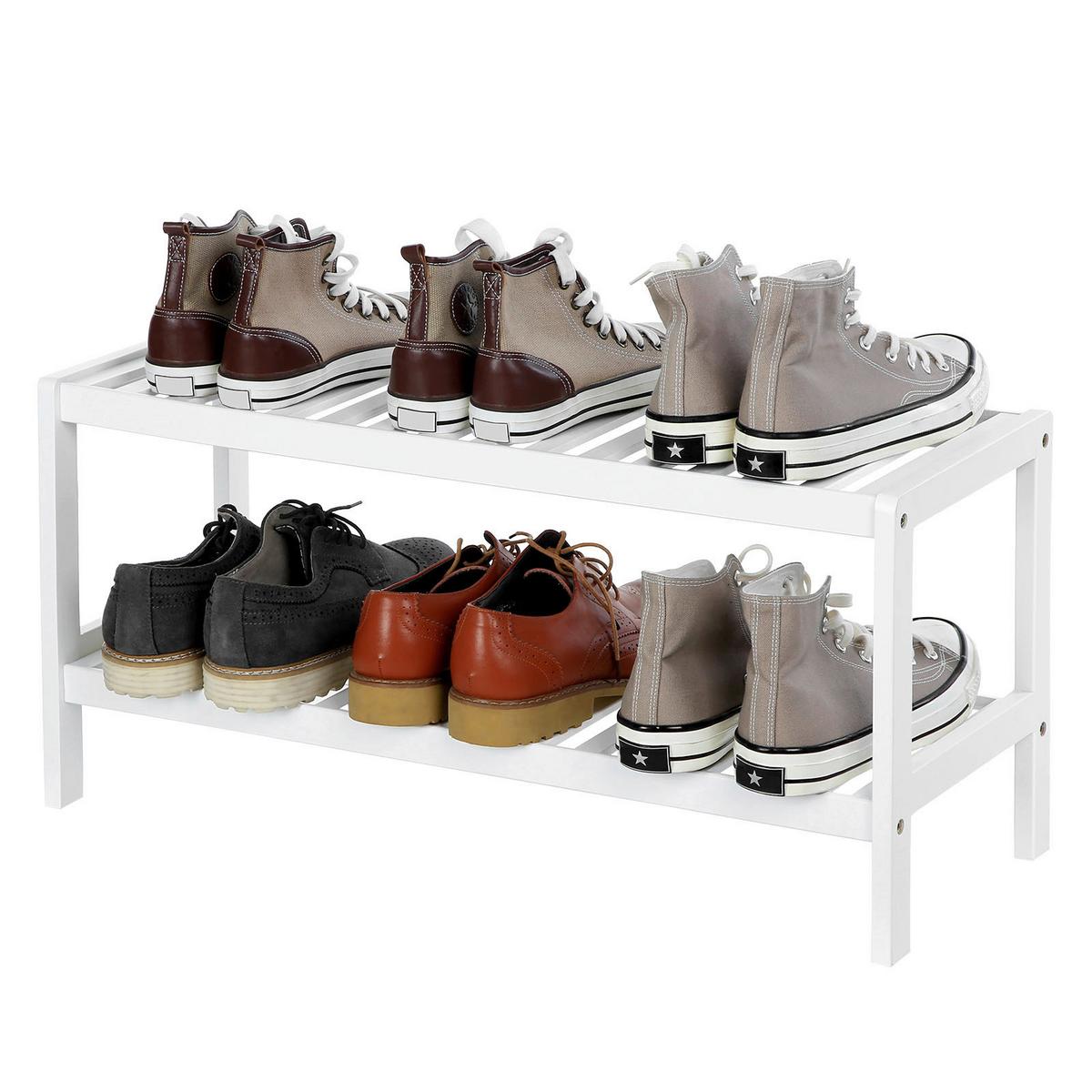 Regál na topánky bambus - biela, Trend, drevo (70/33/26cm) - Boxxx
