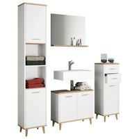 Bademöbel-Set 4-Tlg. Landos B: 144 cm Weiß/Eiche Dekor - Honigeiche/Weiß, MODERN, Holzwerkstoff (124cm) - MID.YOU