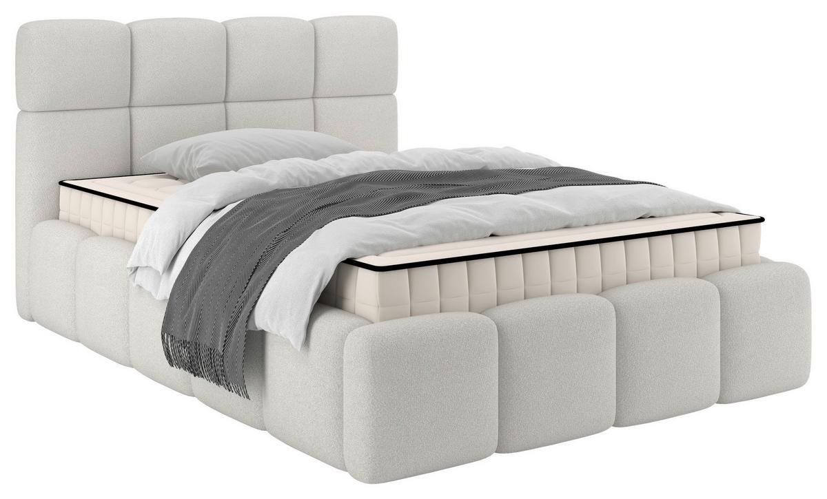 Polsterbett Cloudy M. Matratze Creme, Lf: 140x200 Cm - Creme/Grau, Trend, Holz/Holzwerkstoff (140/200cm) - Luca Bessoni