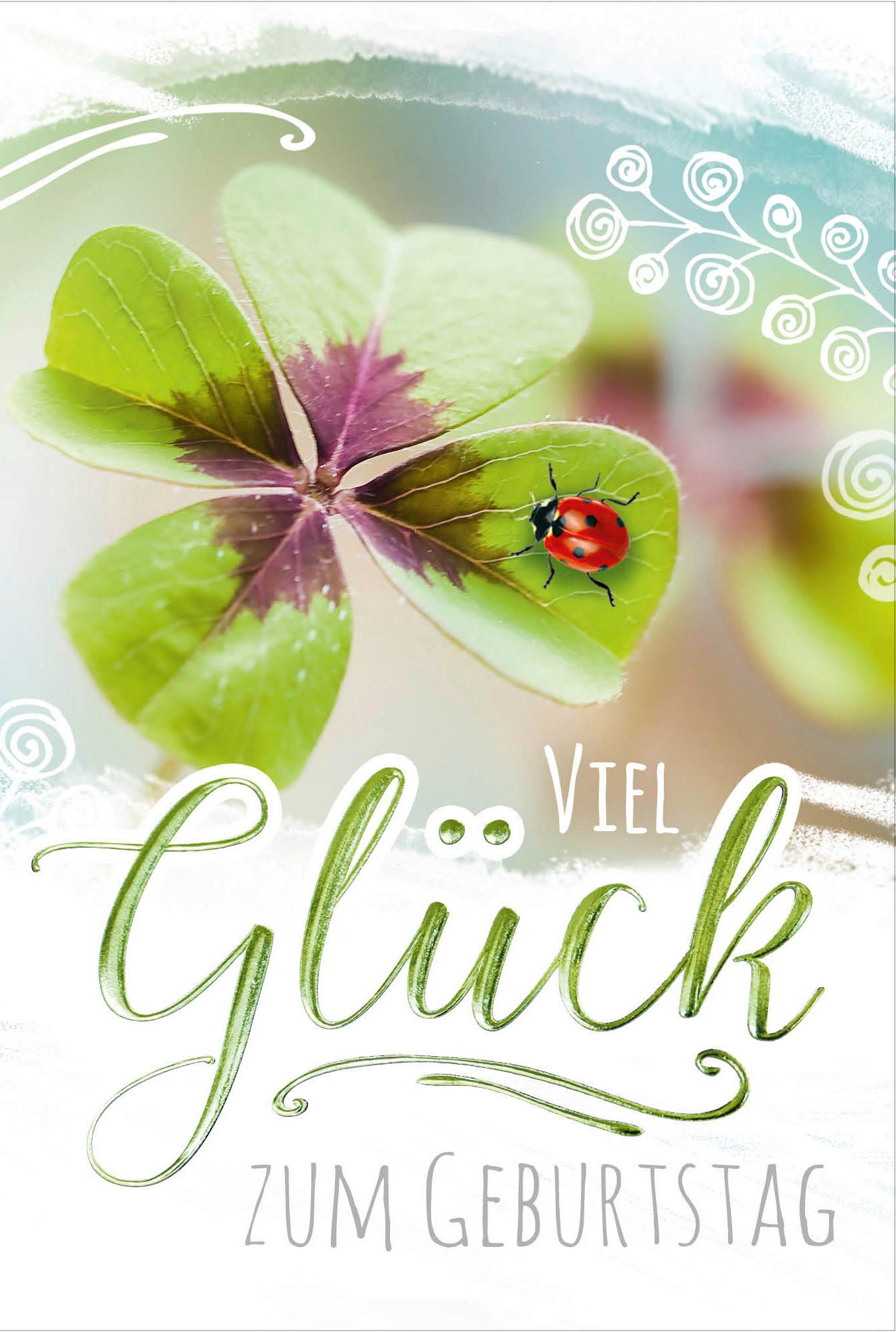 Billett Geburtstag Klee - Multicolor, Basics, Papier/Kunststoff (12/18/2cm)