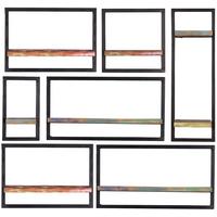Wandregalset Multicolor/Schwarz B: 120cm - Multicolor/Schwarz, Design, Holz/Metall (120/115/25cm) - MID.YOU