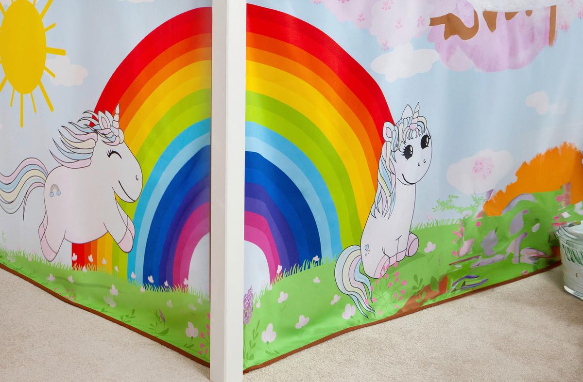 Hochbett Malte Weiß inkl. Rollrost, Matratze, 90x200 cm - Weiß/Naturfarben, Natur, Holz/Textil (90/200cm) - MID.YOU