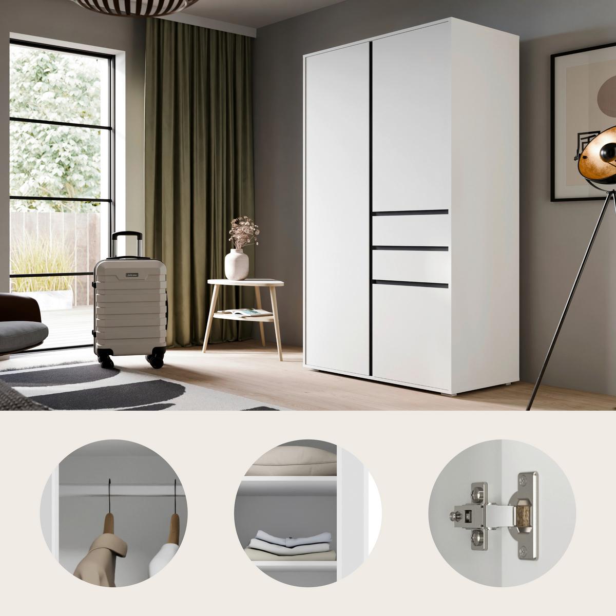 DREHTÜRENSCHRANK Falun Weiß B: 100cm - Weiß, MODERN, Holzwerkstoff (100/194/56cm) - MID.YOU