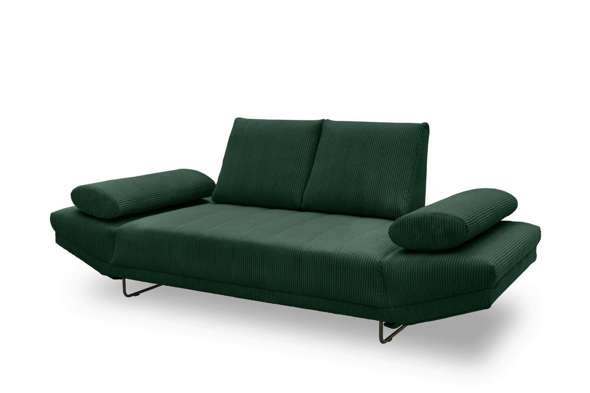 Schlafsofa Dunkelgrün B: 210 cm - Dunkelgrün/Schwarz, Design, Textil (210/95/97cm) - MID.YOU
