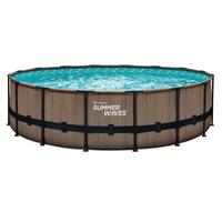Aufstellpool Rund mit Leiter D: 488 cm - Teakfarben, KONVENTIONELL, Kunststoff (488/122cm)