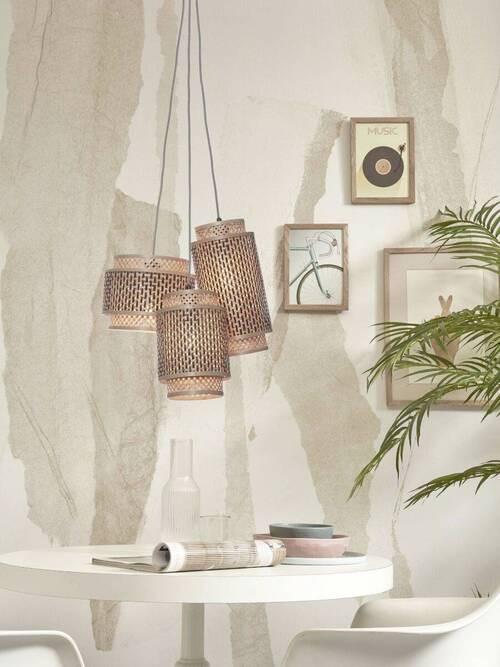 Hängeleuchte Bhutan/H3/Bn - Schwarz/Naturfarben, Trend, Holz (65/50cm) - Good & Mojo