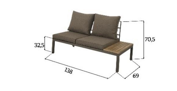 Loungegarnitur 2-Tlg Florenz aus Holz mit Kissen - Braun/Akaziefarben, MODERN, Holz/Kunststoff (207/138cm) - Beldano