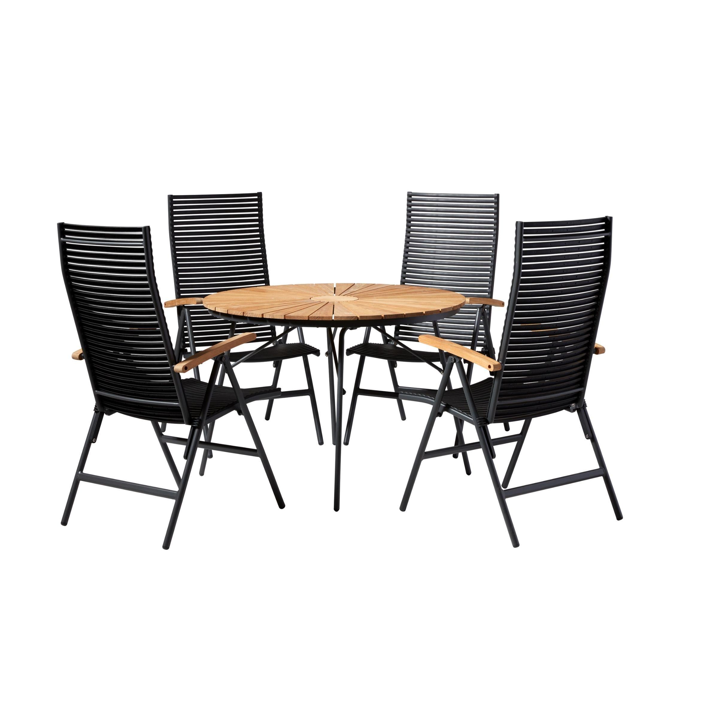 Gartenmöbel Set 5-Tlg Ellen aus Kunststoff/Holz - Anthrazit/Schwarz, Natur, Holz/Kunststoff - Gardenson