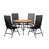 Gartenmöbel Set 5-Tlg Ellen aus Kunststoff/Holz - Anthrazit/Schwarz, Natur, Holz/Kunststoff - Gardenson