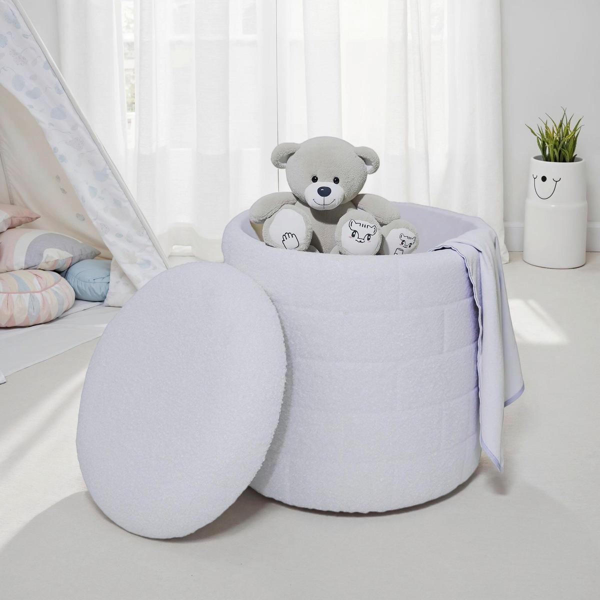 Hocker Weiß B: 40cm - Weiß, Basics, Textil (40/45/40cm) - Livetastic