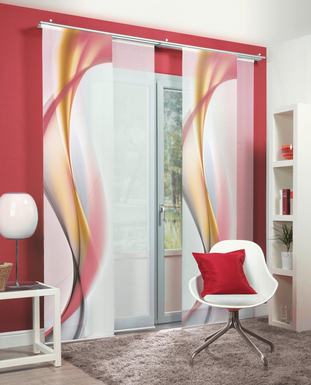 Flächenvorhang 3-Tlg. Redfield B: 60 cm, Rot - Rot, Basics, Textil (180/245cm)