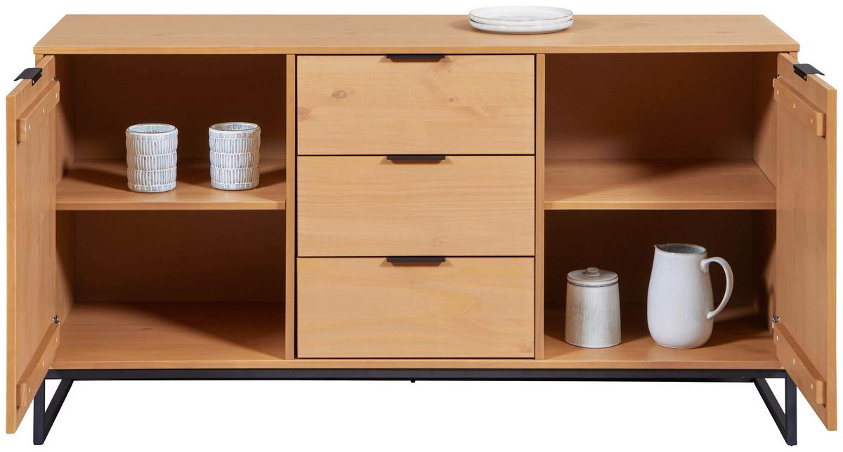 Sideboard Vivo - Eichefarben/Schwarz, Design, Holz (150/80/45cm) - Livetastic