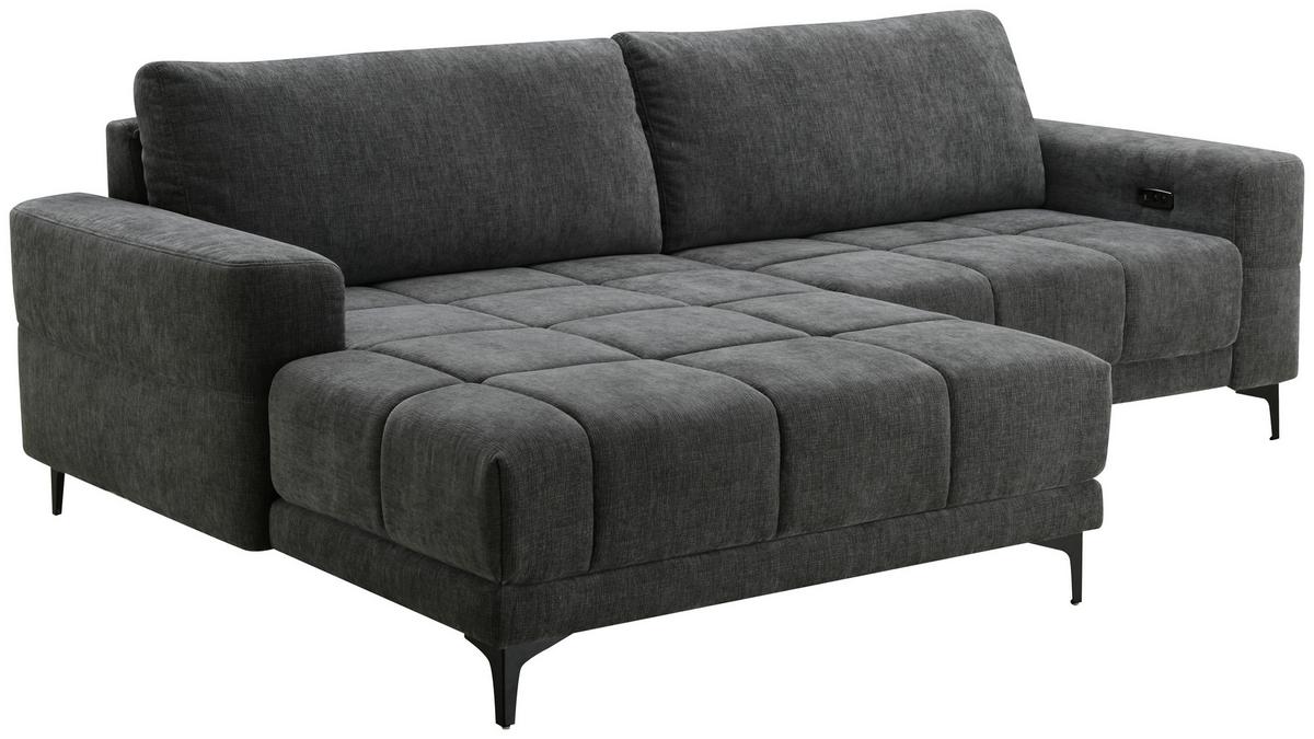 Ecksofa mit Relaxfunktion Chandler - Dunkelgrau/Schwarz, MODERN, Textil (165/246cm) - MID.YOU