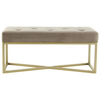 Lavica DIAZ - zlatá/taupe, Design, kov/kompozitné drevo (40/40/90cm) - MID.YOU