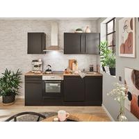 Kuchynský blok JACQUELINE bez spotrebičov, šírka 220 cm - čierna/farba duba, Lifestyle, kompozitné drevo/plast (220cm) - MID.YOU