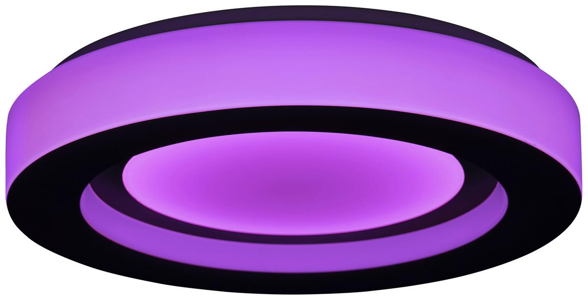 LED-Deckenleuchte Troye Ø 50 cm mit Farbwechsler - Schwarz, MODERN, Kunststoff/Metall (50/8cm) - Luca Bessoni