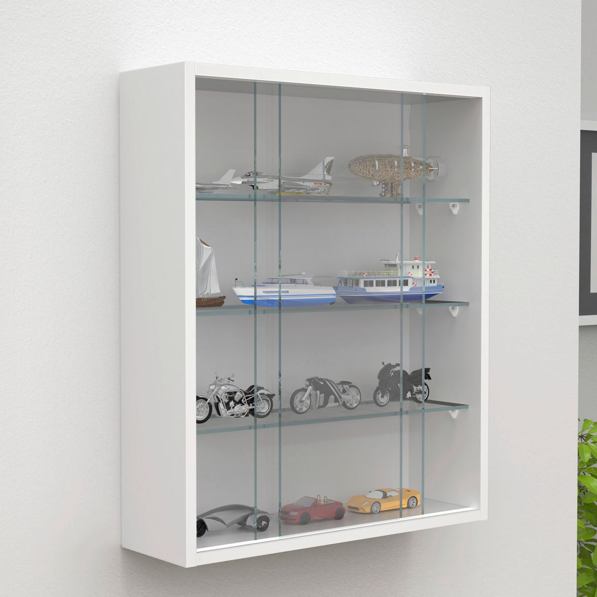 Hängevitrine Drivalo Weiß B: 50 cm - Transparent/Weiß, Design, Glas/Holzwerkstoff (50/60/15cm) - MID.YOU