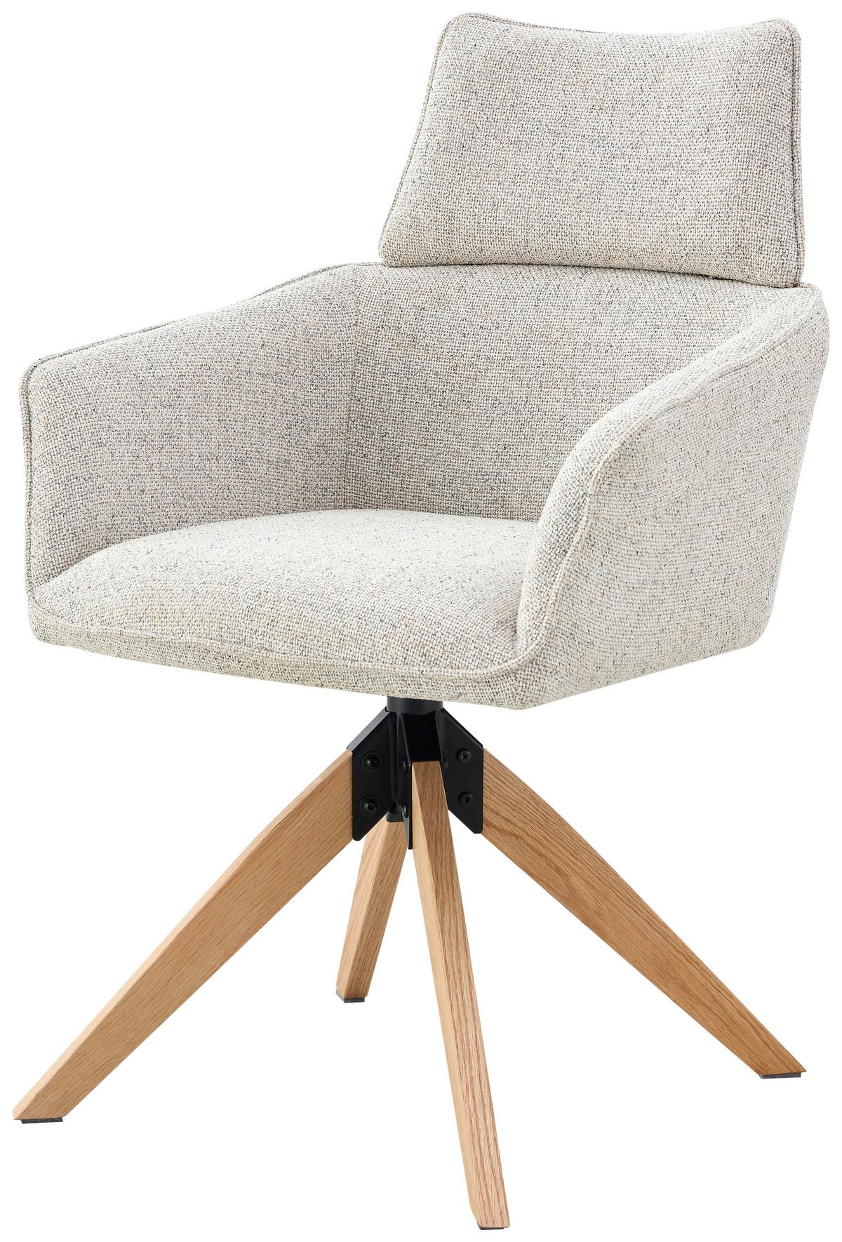 Armlehnstuhl Maris Webstoff Beige, B: 60 cm - Beige/Naturfarben, KONVENTIONELL, Holz/Textil (60/94/67cm) - Livetastic