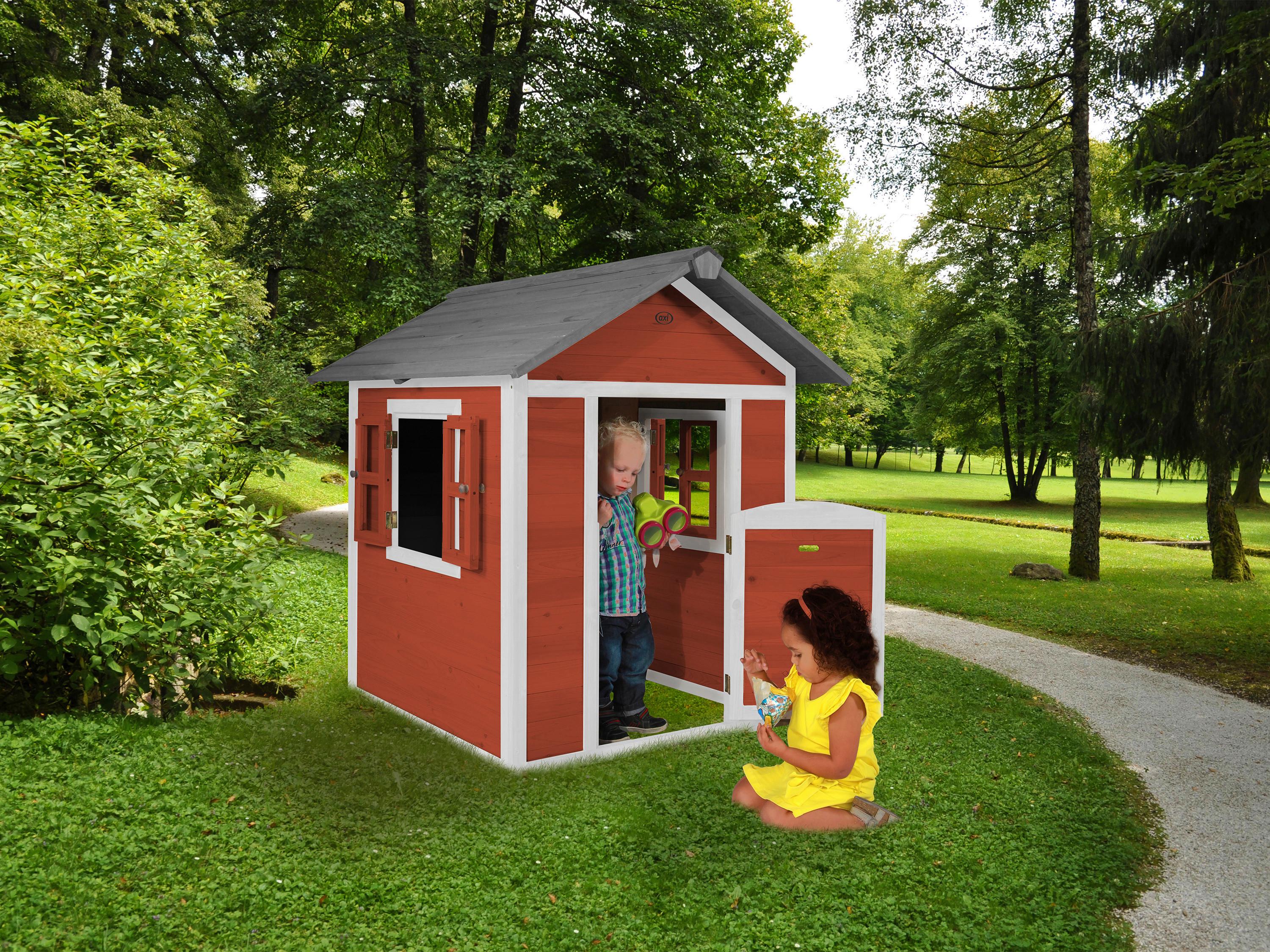 Spielhaus C050.001.05 - Rot/Weiß, KONVENTIONELL, Holz (111/133/135cm) - Ambia Garden