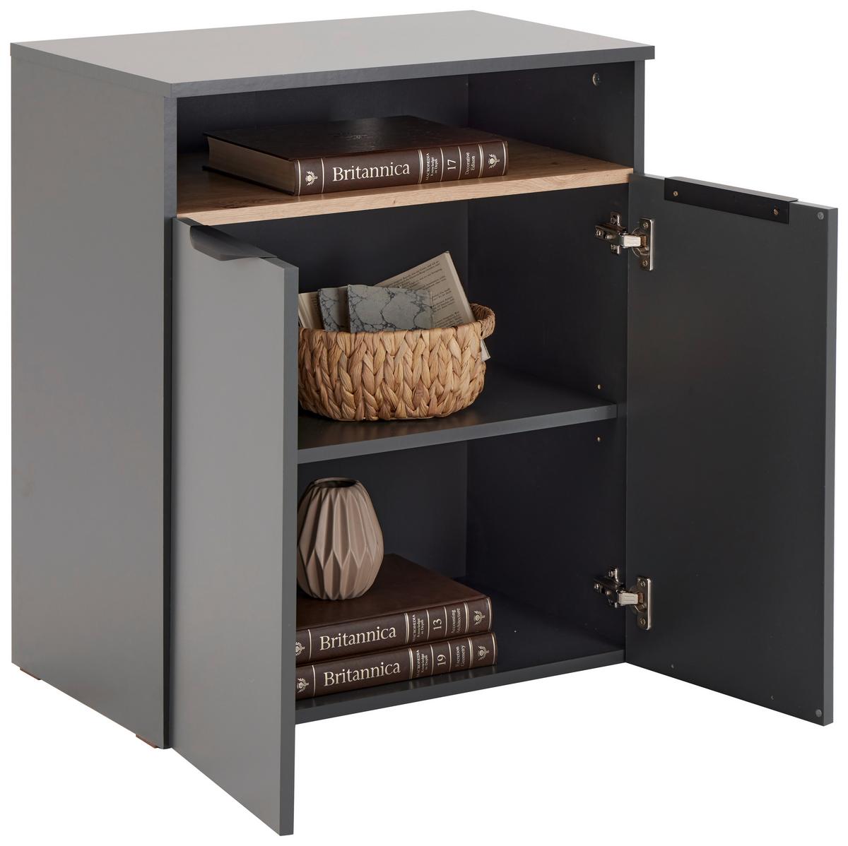 Aktenschrank Carlos 2-Türig Eiche Artisan, B: 64,5 cm - Anthrazit/Eiche Artisan, Trend, Holzwerkstoff (64,5/74,2/40cm)