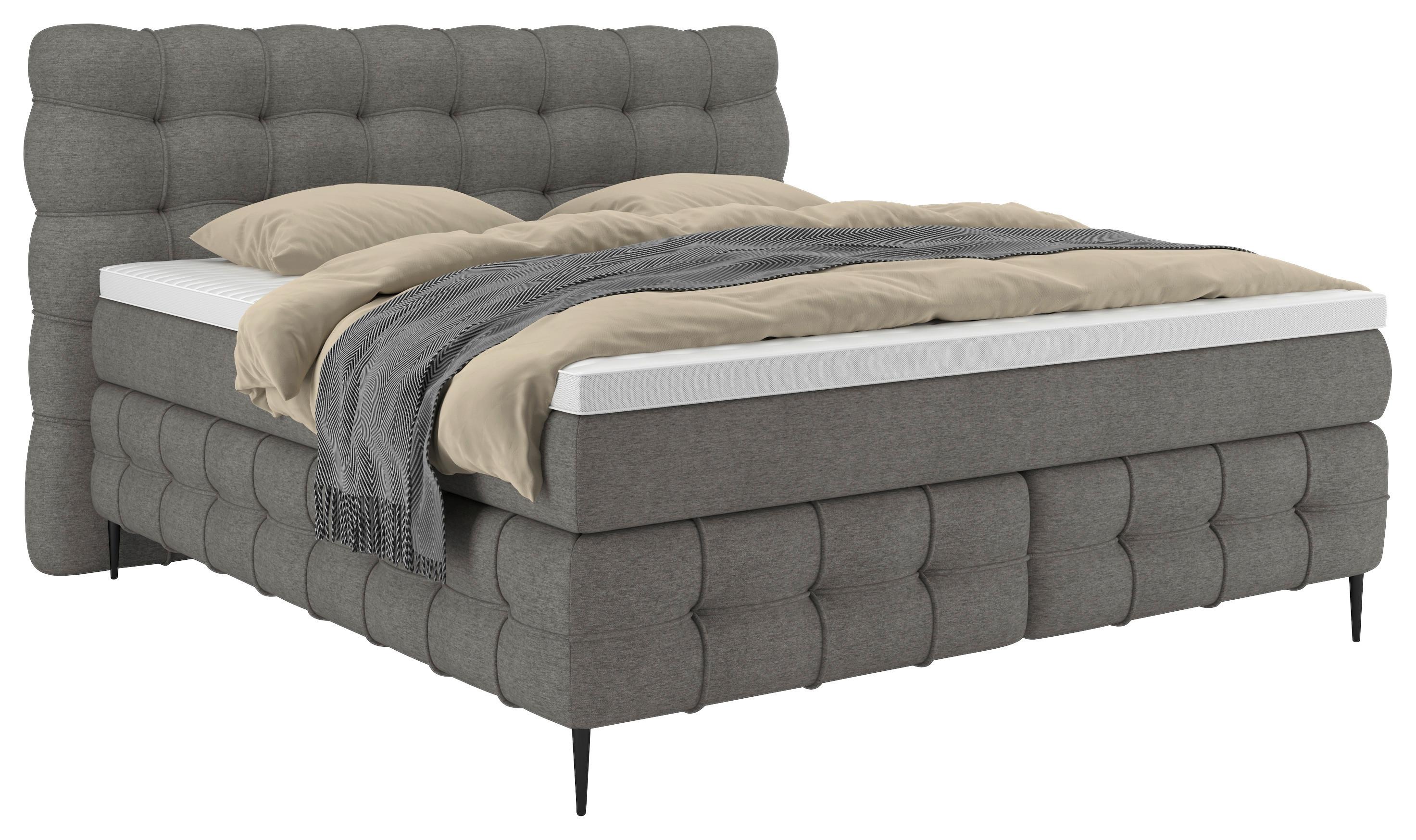 Boxspring- Ágy Scarlett 180/200 Cm - sötétszürke, Konventionell, faalapú anyag/textil (180/200cm)