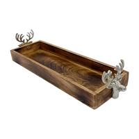 Dekotablett Leona - M - Naturfarben/Nickelfarben, MODERN, Holz/Metall (53/15/10.5cm) - Luca Bessoni