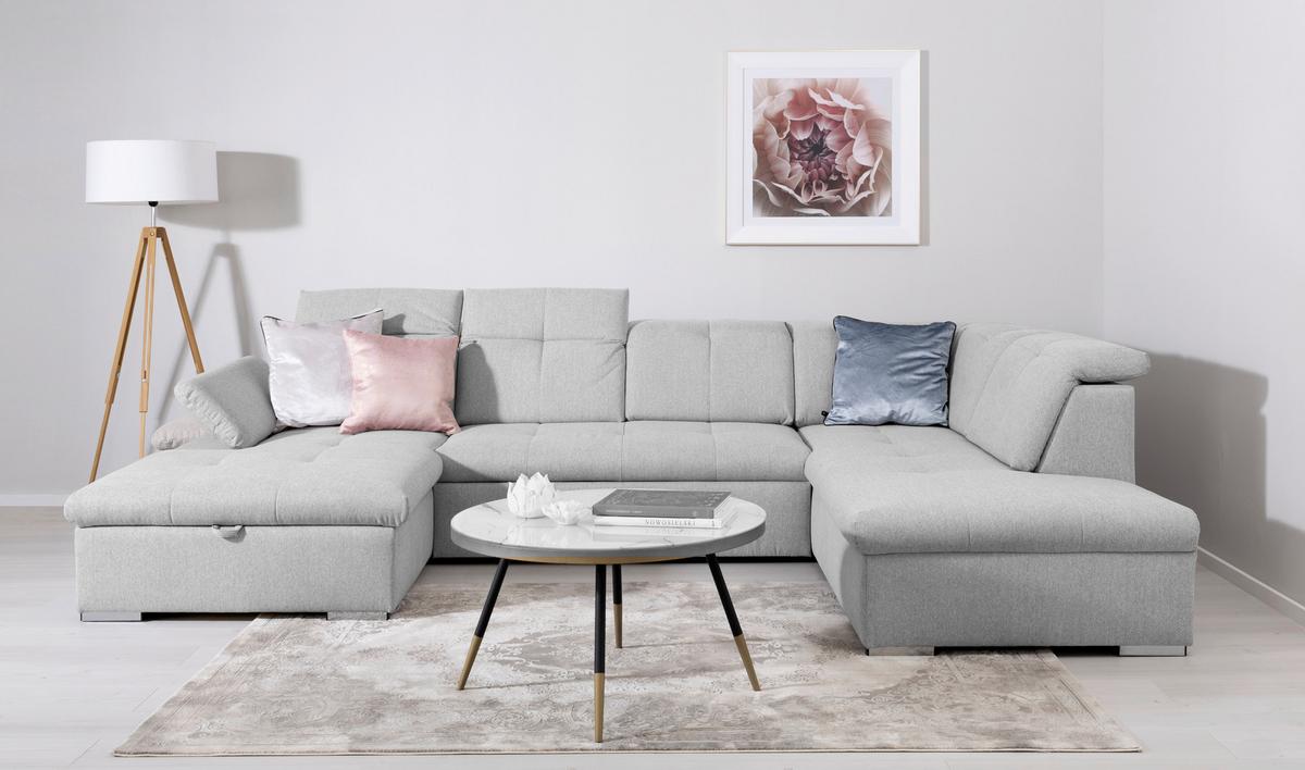 Wohnlandschaft Ramzes Hellgrau U: 173x328x215 cm - Hellgrau/Grau, Design, Textil (173/328/215cm) - MID.YOU