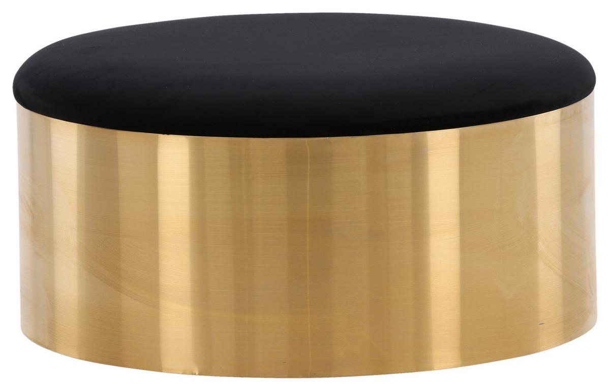 Hocker Puff - Goldfarben/Schwarz, Design, Textil/Metall (45/46/45cm) - Livetastic
