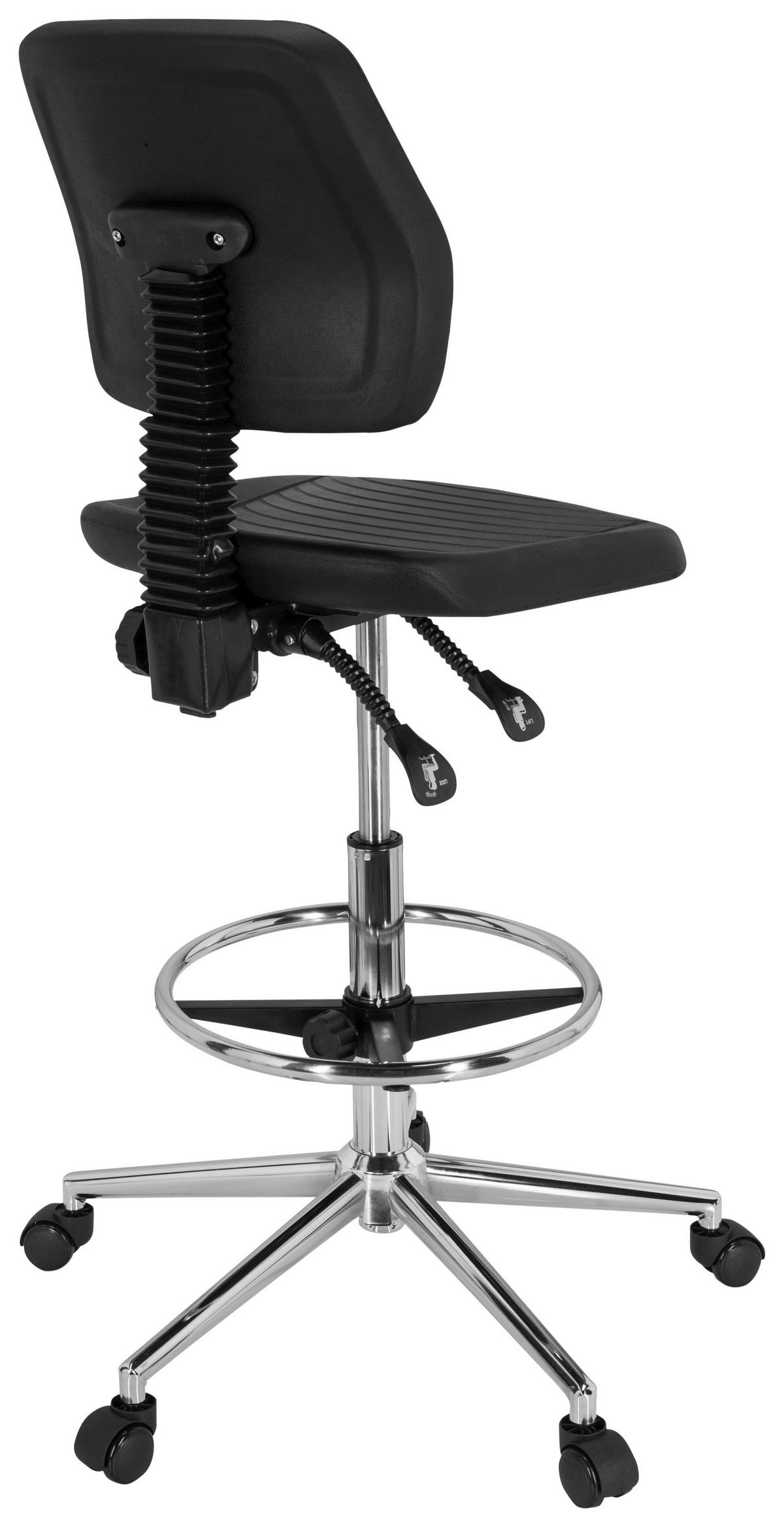Bürohocker Top Work 11 I Schwarz Bis 100 Kg - Schwarz, Basics, Kunststoff/Metall (71/95/64cm) - MID.YOU
