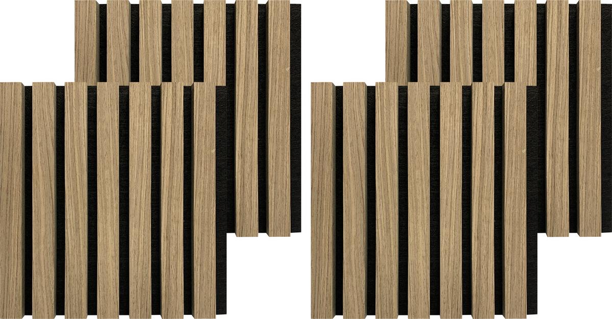 Akustikpaneel 4er Pkg. Lina - Walnussfarben, Trend, Holz/Kunststoff (52/52/2,1cm) - Luca Bessoni