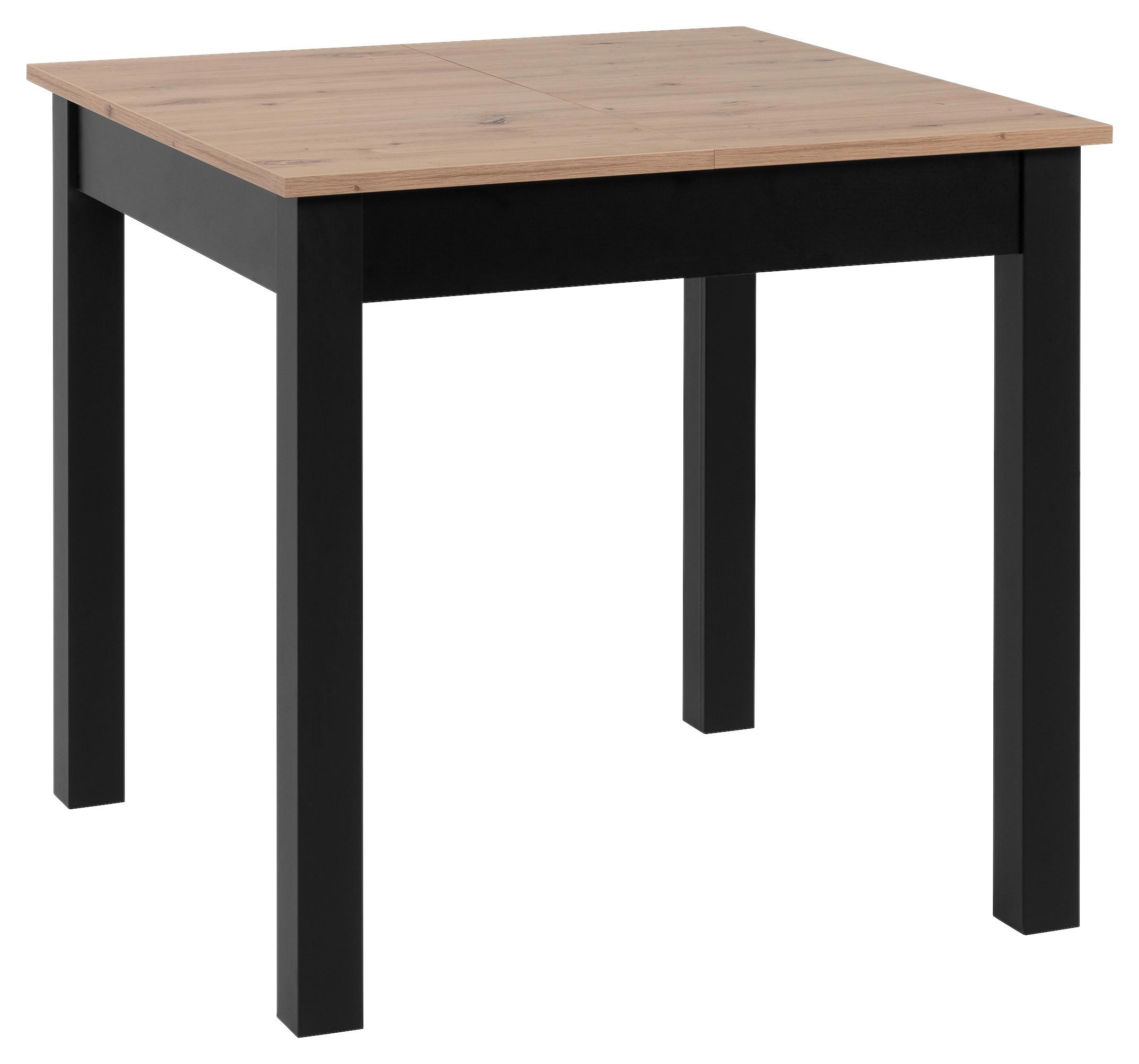 Esstisch Ausziehbar Coburg 80-120x80x76,5 Cm Eiche Dekor - Schwarz/Eiche Artisan, Basics, Holzwerkstoff (80/80/76,5cm) - MID.YOU