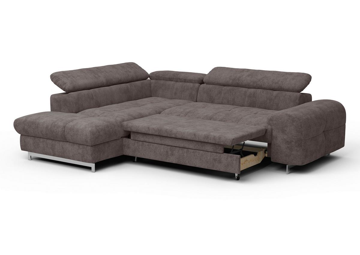 Ecksofa Mit Schlaffunktion Cloud + Dunkelbraun - Chromfarben/Dunkelbraun, KONVENTIONELL, Textil (206/257cm) - Livetastic
