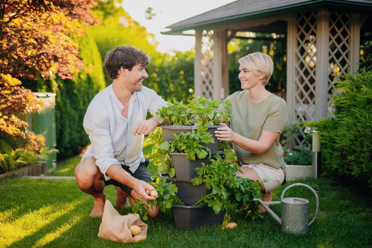 Übertopf Paul Kunststoff Outdoor B/H/T: 44x65x44 cm - Anthrazit, Basics, Kunststoff (44/65/44cm) - Gusta Garden